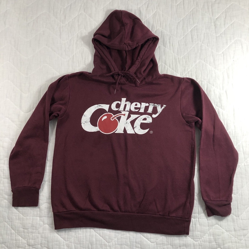 Coca-Cola Sweatshirt Women's Small Red Maroon White Cherry Coke Graphic Hoodie